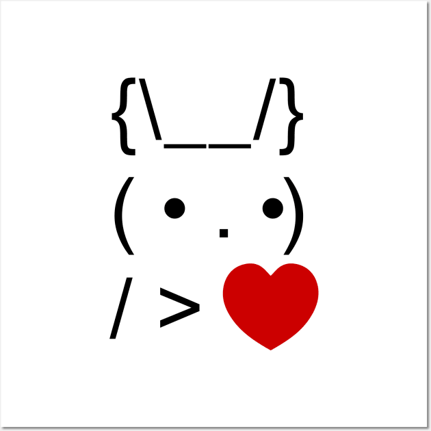 ASCII Text Art Bunny Rabbit Give Heart Wall Art by tinybiscuits